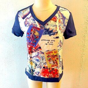 Peter Som for Design Nation Isle France St. Barth Postcard V Neck Top